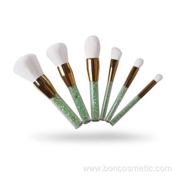 6pcs crystal handle white hair makeup brushes set